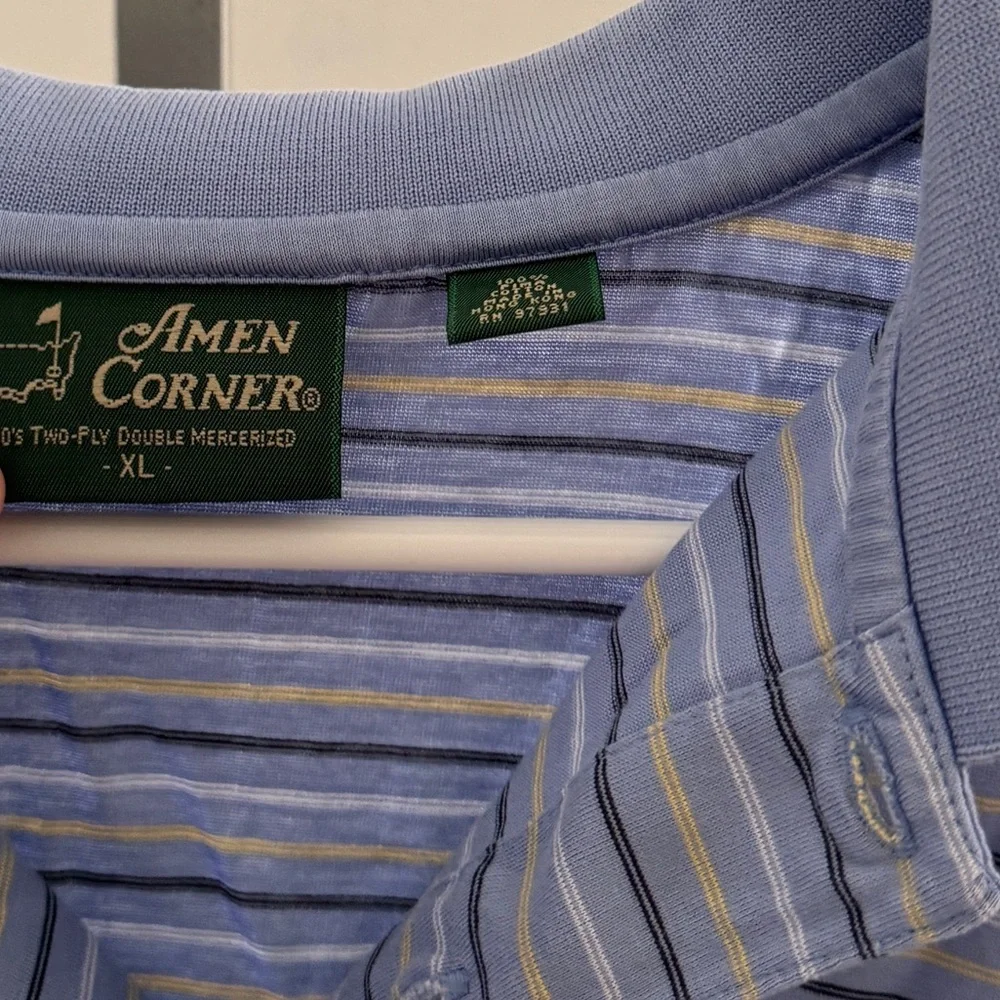 Masters Blue Striped Polo Shirt XL - Picture 2 of 3